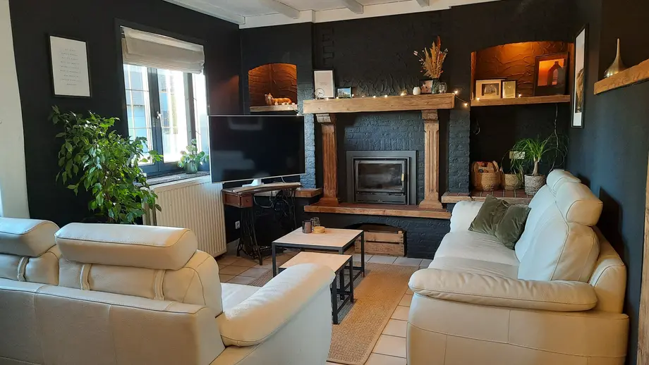 Woonkamer met houtkachel