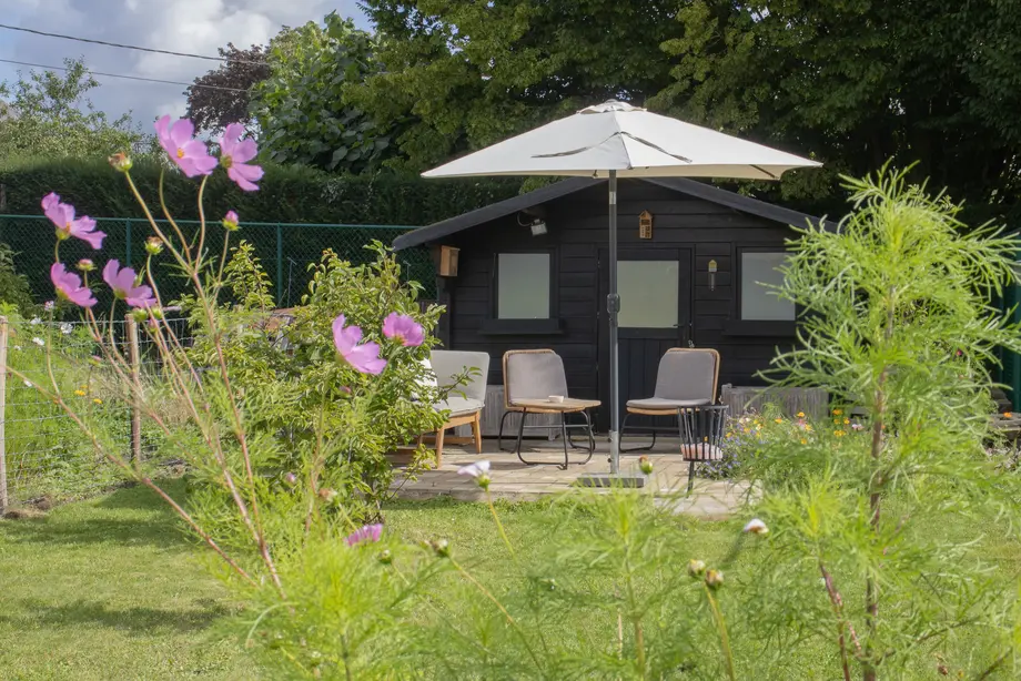 Rear terrace with bicycle storage